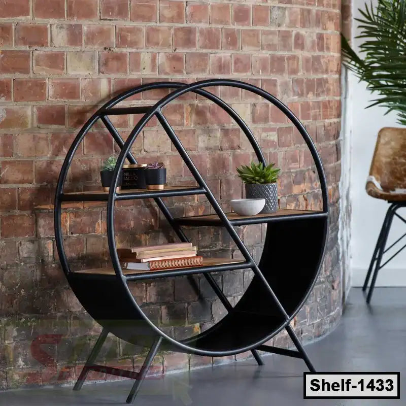 Round Metal Bookshelf Unit | Flower Stand for Home & Office (Shelf-1433) Secondary image