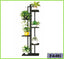 Modern black plant stand displaying small indoor potted plants for home decor