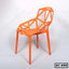 Modern orange geometric plastic chair with openwork design, ideal for home or office furniture