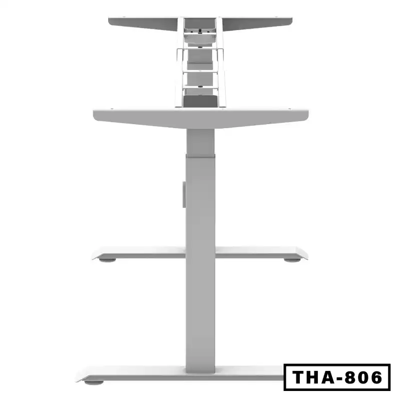 Modern standing computer desk with adjustable height and minimalist design, model THA-806.