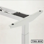 White adjustable standing desk metal frame, THA-806 model, close-up view