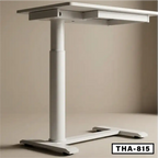 Modern adjustable white standing desk with sturdy metal frame, model THA-815