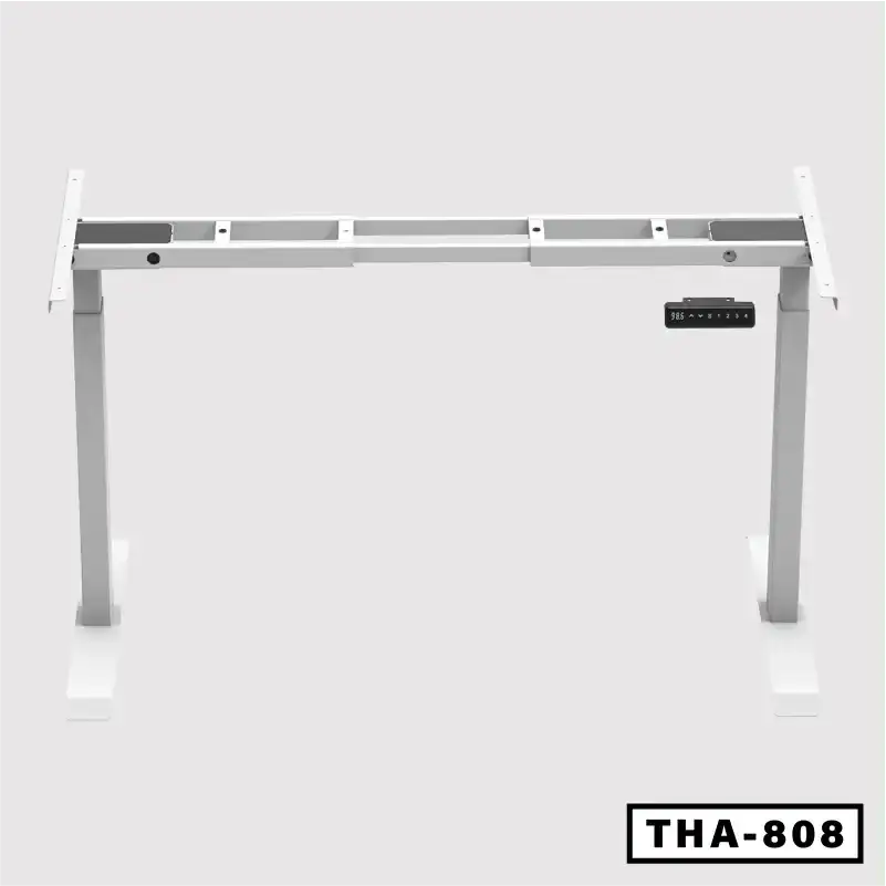 Electric standing desk frame with double motors, digital height control, white finish