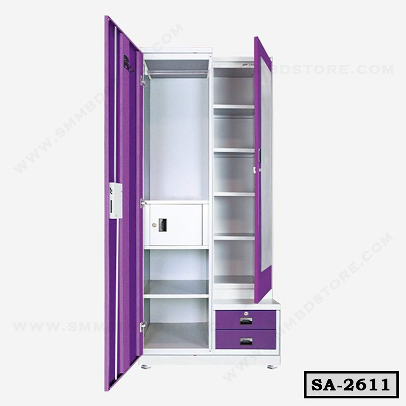 Modern Bedroom Steel Almirah with Mirror and Drawer SA-2611