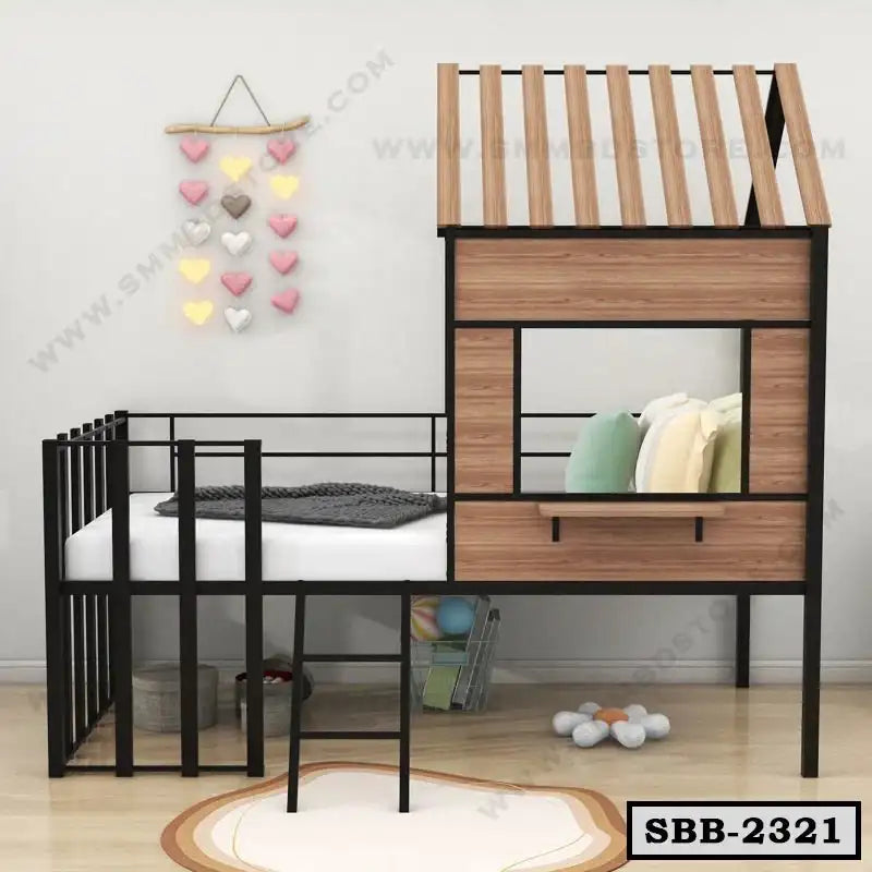 Twin Size Metal House Loft Bed SBB-2321 Secondary image