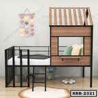 Twin Size Metal House Loft Bed with Roof and Window SBB-2321