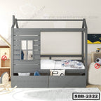 Twin Size House Platform Bed Frame with 2 Storage Drawer SBB-2322