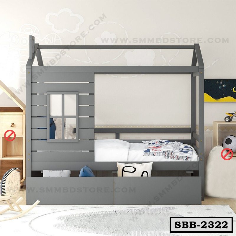 Twin Size House Platform Bed Frame with 2 Storage Drawer SBB-2322