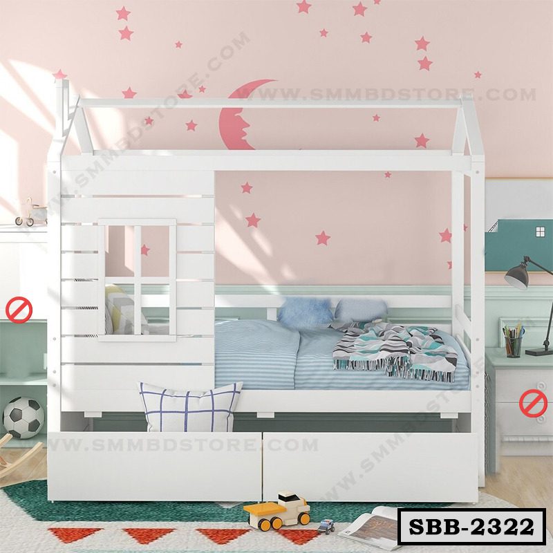 Twin Size House Platform Bed Frame with 2 Storage Drawer SBB-2322