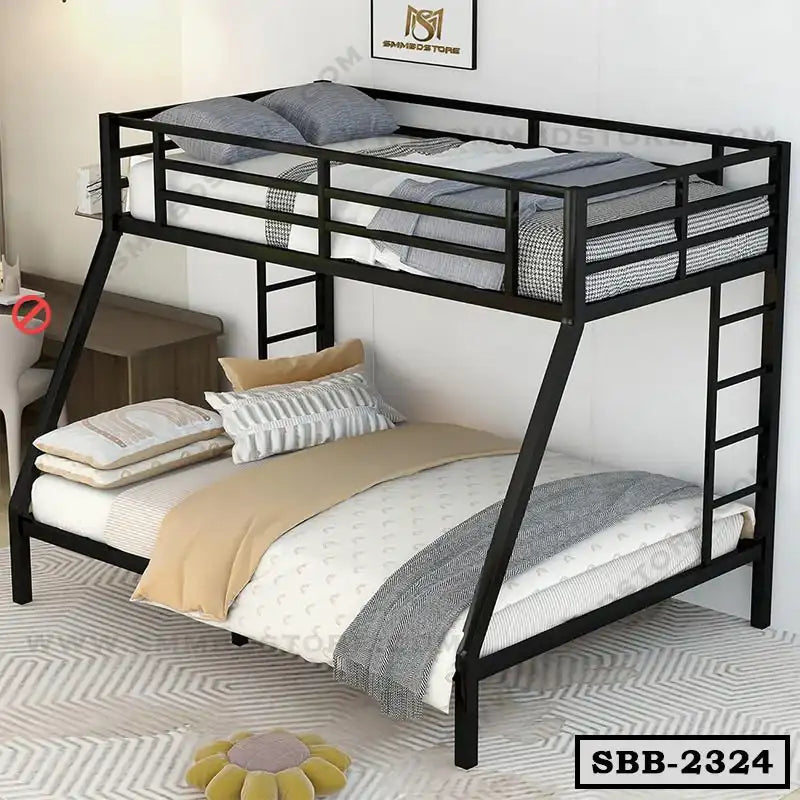 Space Saving Metal Bunk Bed With 2 Ladders SBB-2324-SMM BD STORE Main image