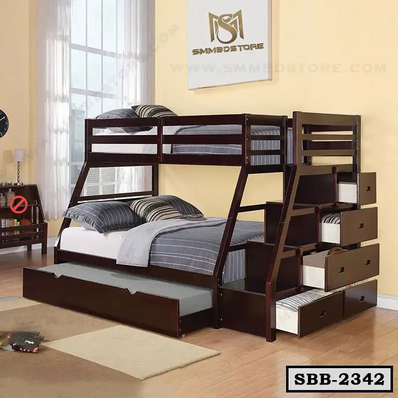 Space-Saving Bunk Bed with Extra Bed-SBB-2342