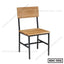 Modern steel dining chair with wooden seat and backrest, ideal for home or office use