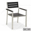 Modern steel dining chair with black slatted seat and backrest, model SDC-569