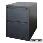 Black steel file cabinet with two drawers and secure lock, model SFC-1852