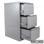 Steel file cabinet with three open drawers, office storage furniture, model SFC-1855.