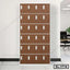 Brown steel office locker cabinet with multiple lockable compartments in a modern office setting