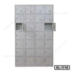 Multi-compartment steel locker cabinet with lockable doors for office or gym storage