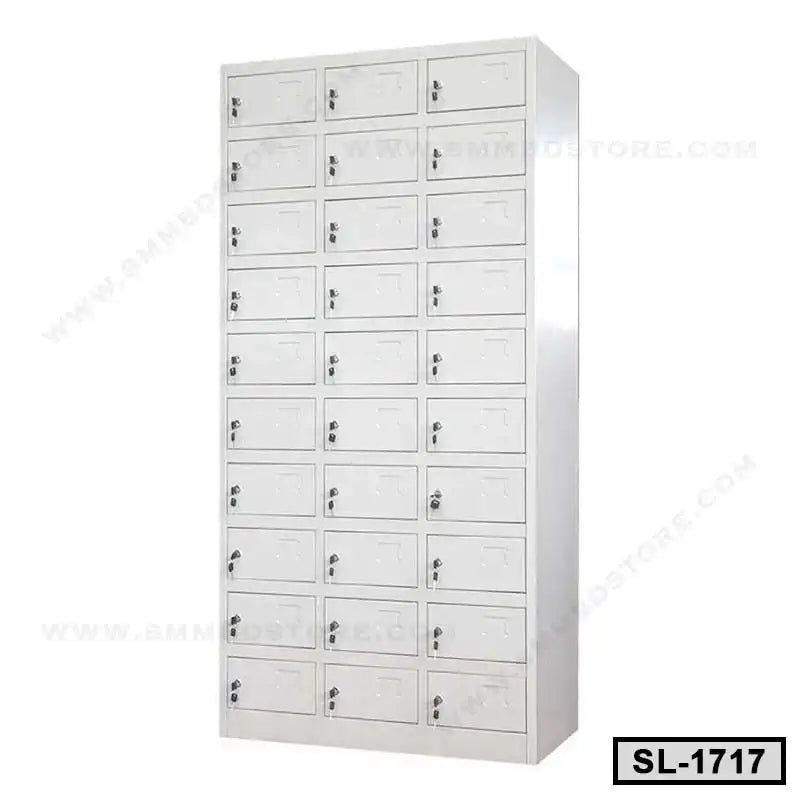 White multi-door steel locker cabinet for office or home storage, 30 compartments Main image