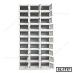 Multi-compartment steel locker with open doors, ideal for office or school storage