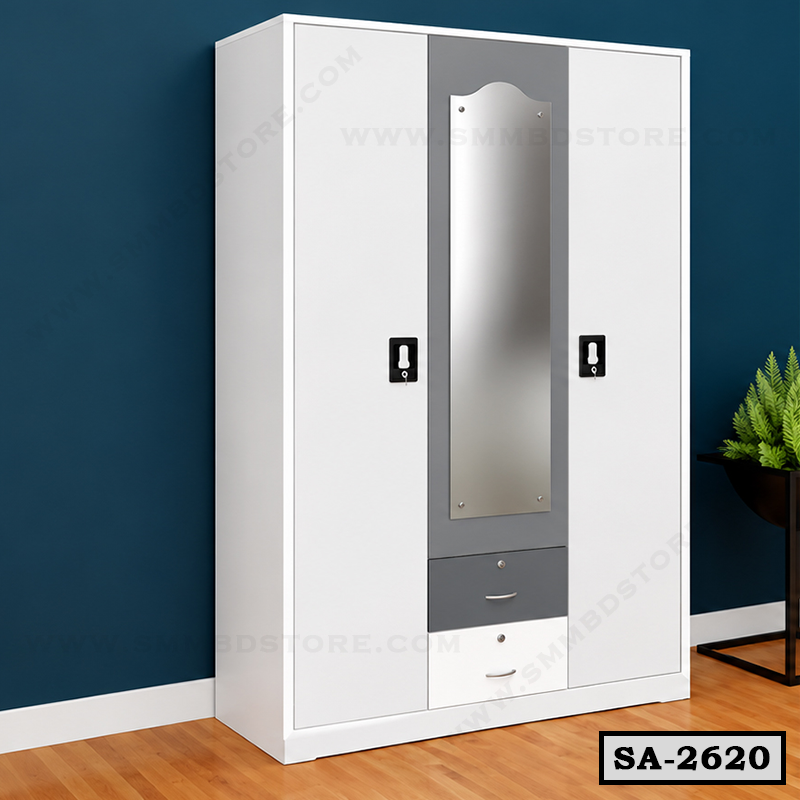 White & DA Gray 3 Door Steel Almirah SA-2620