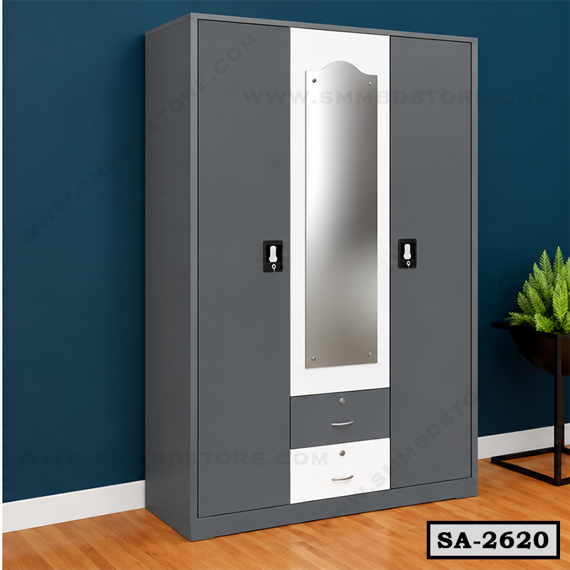 White & DA Gray 3 Door Steel Almirah SA-2620