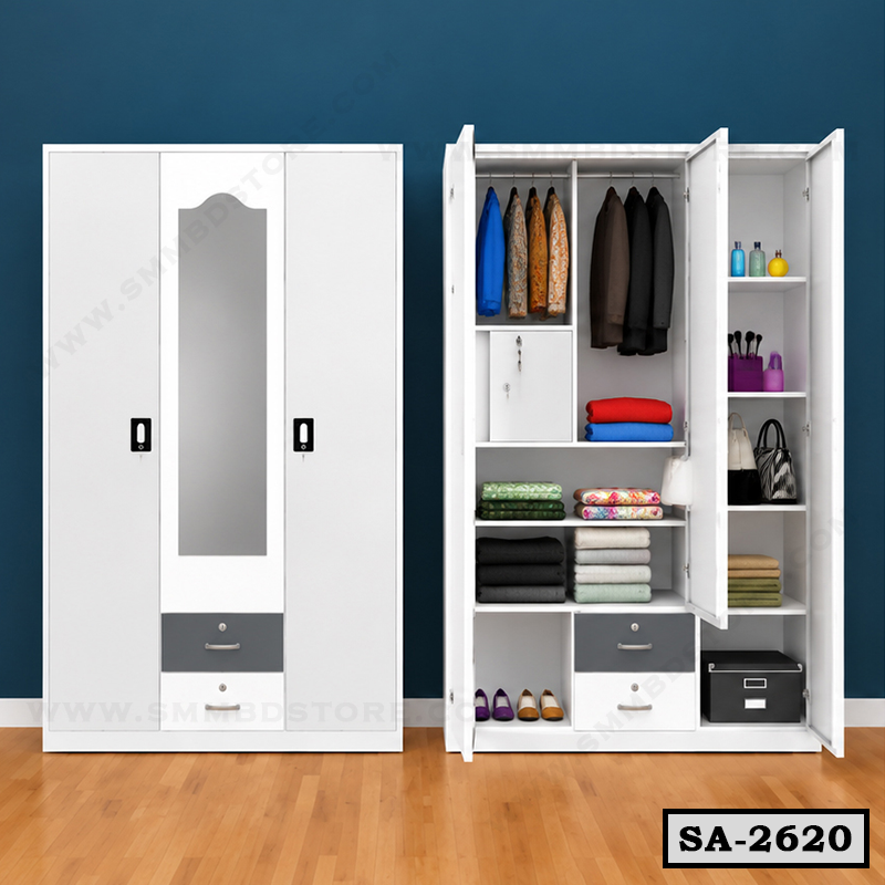 White & DA Gray 3 Door Steel Almirah SA-2620