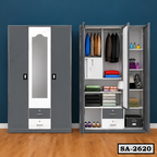 White & DA Gray 3 Door Steel Almirah SA-2620