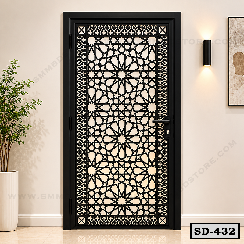 Contemporary CNC Steel Entrance Door SD-432