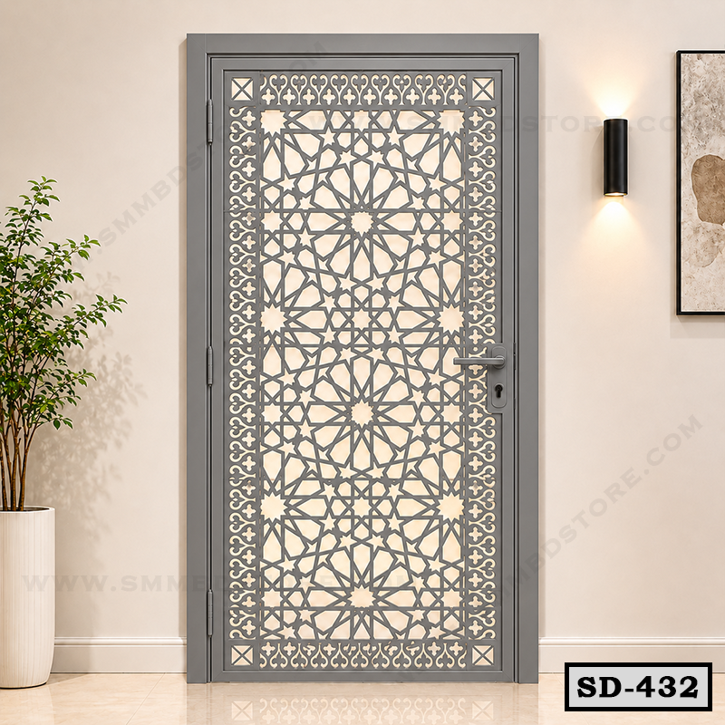 Contemporary CNC Steel Entrance Door SD-432