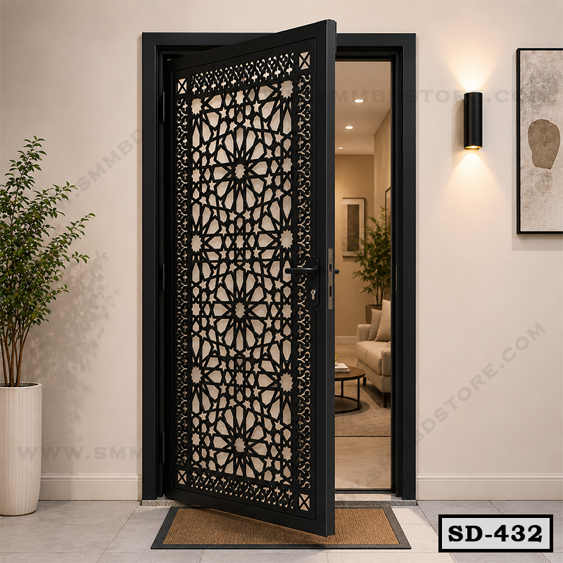 Contemporary CNC Steel Entrance Door SD-432
