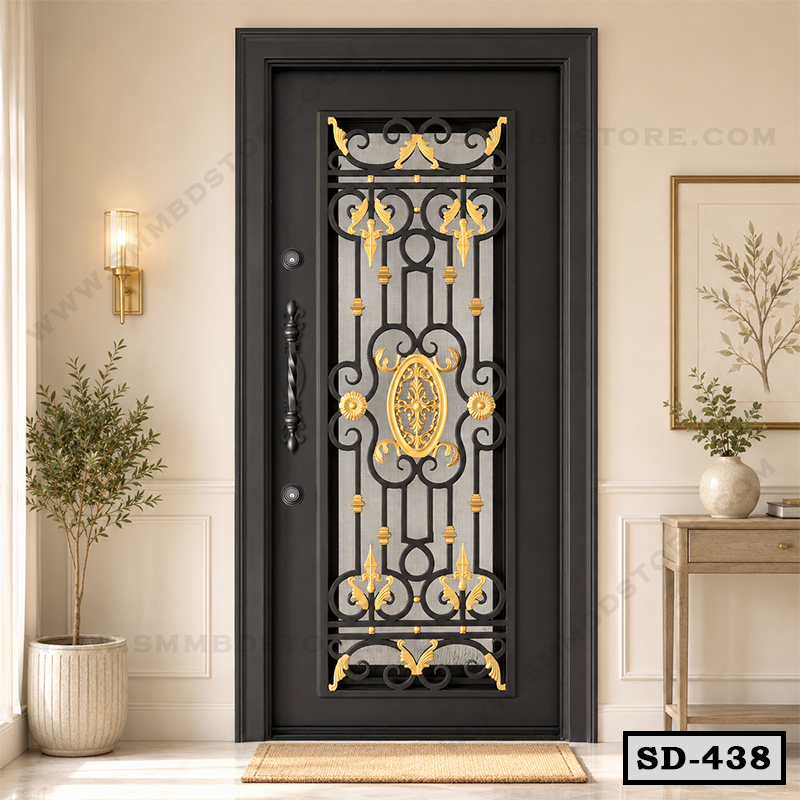 Modern Wrought Iron Entrance Door SD-438