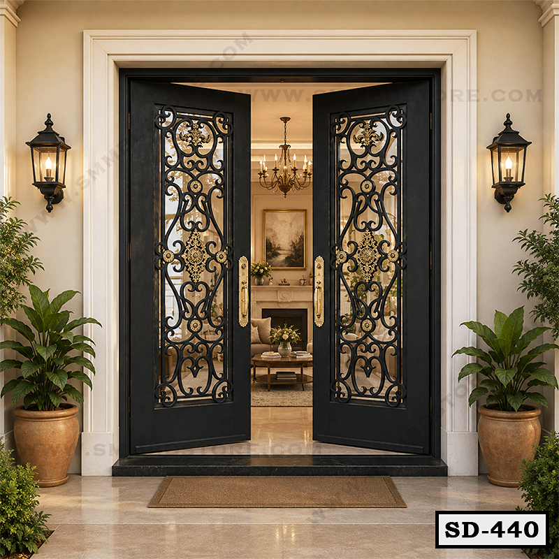 Luxury Double Main Entrance Door and Wrought Iron Design SD-440
