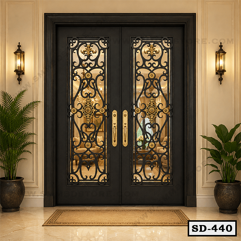 Luxury Double Main Entrance Door and Wrought Iron Design SD-440