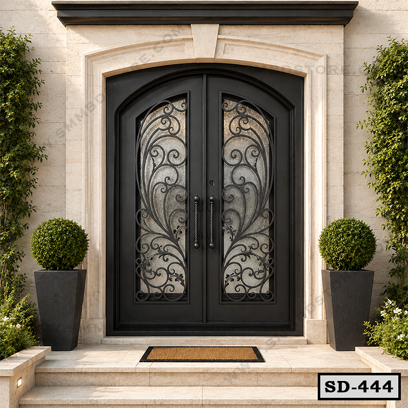 Elegant Arched Main Entrance Double Steel Door SD-444