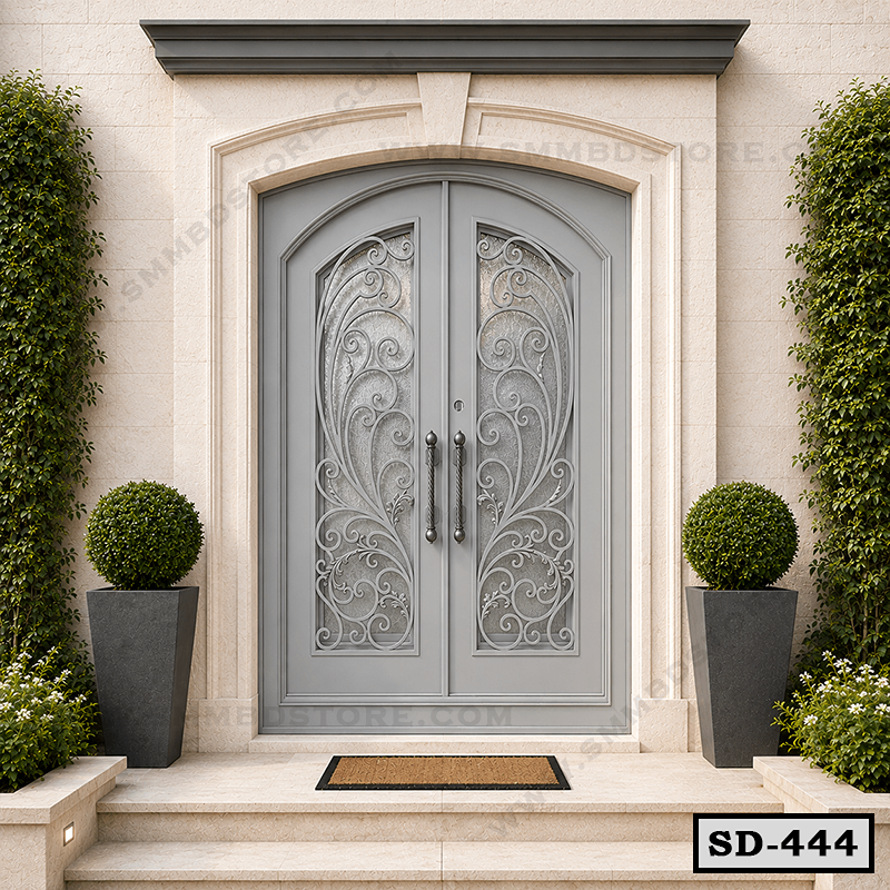 Elegant Arched Main Entrance Double Steel Door SD-444