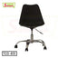 Black tulip office chair with adjustable height and chrome base on caster wheels