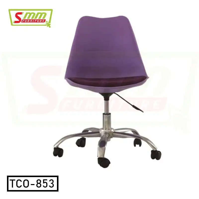Purple tulip office chair with wheels and chrome base, modern ergonomic design Main image