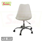 White modern office chair with chrome base and casters, ergonomic design, TCO-855