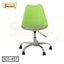 Modern green tulip office chair with metal base and casters, adjustable height