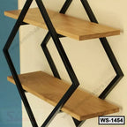 Modern wall shelf with black metal frame and wooden shelves, ideal for home or office decor