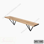 Modern wooden wall shelf with black metal brackets, minimalist design for home or office