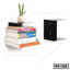 Modern black wall shelf with books and a small plant, space-saving home or office organizer