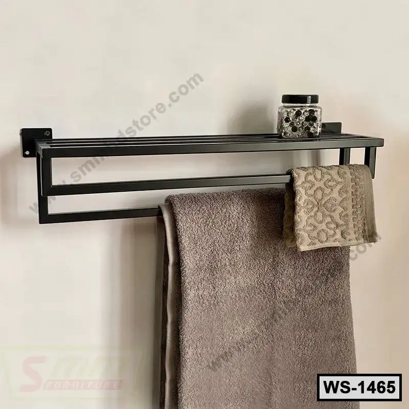 Floating Wall Towel Holder | Metal Bathroom Shelf WS-1465 Secondary image