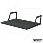 Modern black wall shelf with sturdy metal brackets, ideal for home or office storage