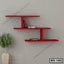 Modern red wall shelf with books on a gray wall, minimalist home decor, indoor plant