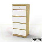 Modern wooden wardrobe with four white drawers, compact storage furniture WD-1303