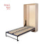 Modern wall bed with foldable metal frame and light wood cabinet, space-saving design