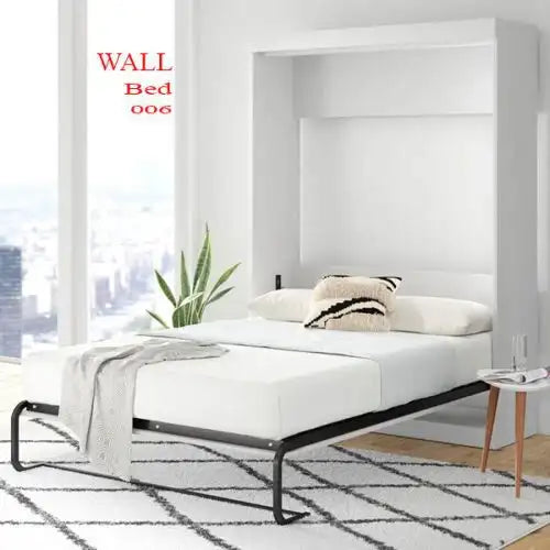 Modern white wall bed 006 in bright room with city view, minimalist decor Main image
