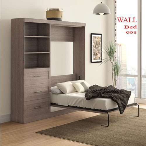Modern wall bed with storage shelves and drawers in contemporary room setting Main image