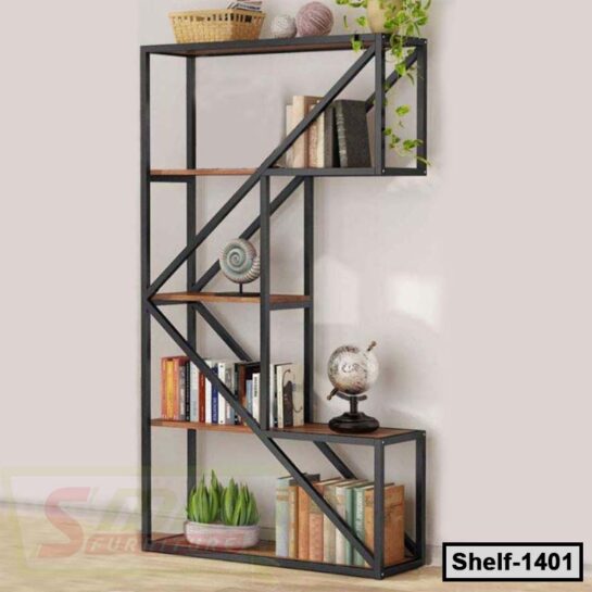 Board & Metal Decoration Book Stand For Home and Office (Shelf-1401)